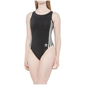 adidas originals Womens size‎ L Black/White 3 Stripes Body Suit w/ Built-In Bra